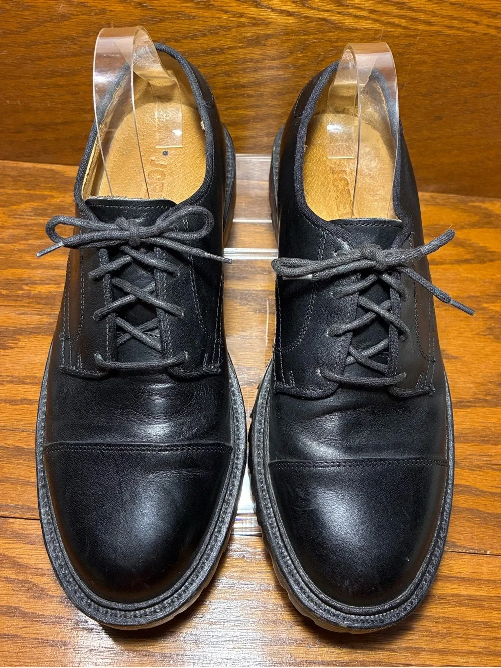 J.Crew Lug Sole Cap Toe Oxford Derby Shoes Black Leather Mexico Made Men’s 8